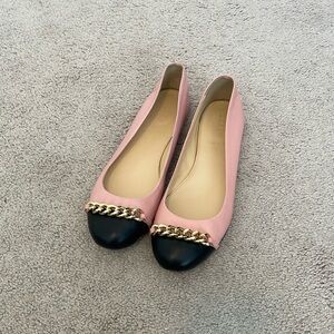 Pink J Crew Leather Ballet Flats